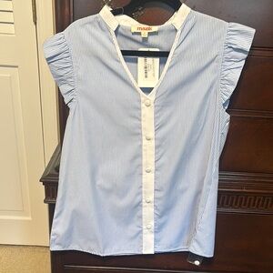 Mazik Light Blue and White Striped Blouse